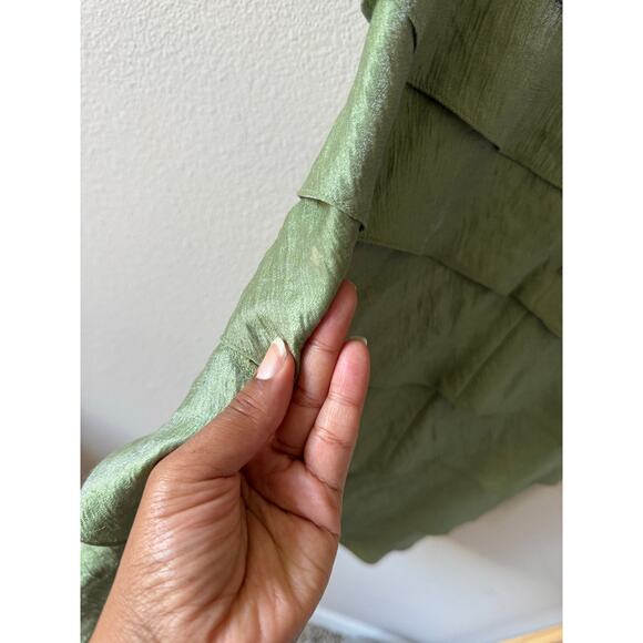 Adrianna Pappell Green Metallic Ruffle Cocktail Formal Dress *minor flaw* Sz 14 - Picture 11 of 13